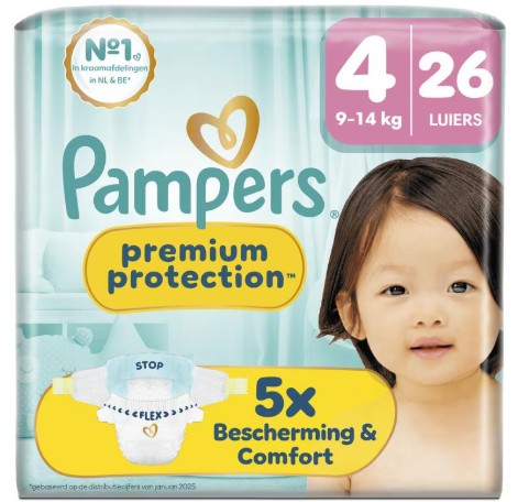 Pampers Premium Protection Luiers Maat 4 9-14 kg 26 stuks