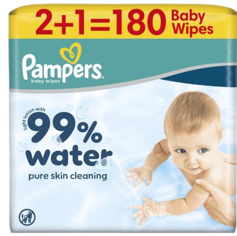Pampers 99% Water Billendoekjes 3x60 stuks