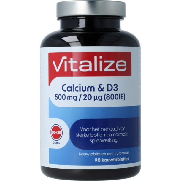 Vitalize Calcium & D3 (90 Kauwtabletten)