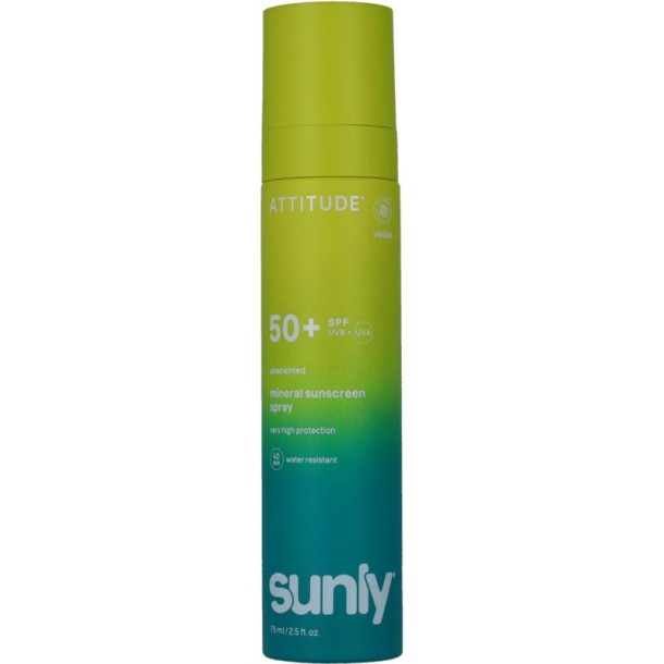 Attitude ATT SUNLY Sunscreen spray SPF50 unscented (75 ml)