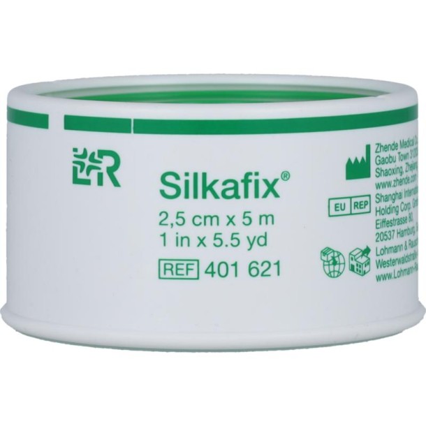 Silkafix Hechtpleister 5m x 2.5cm latexvrij