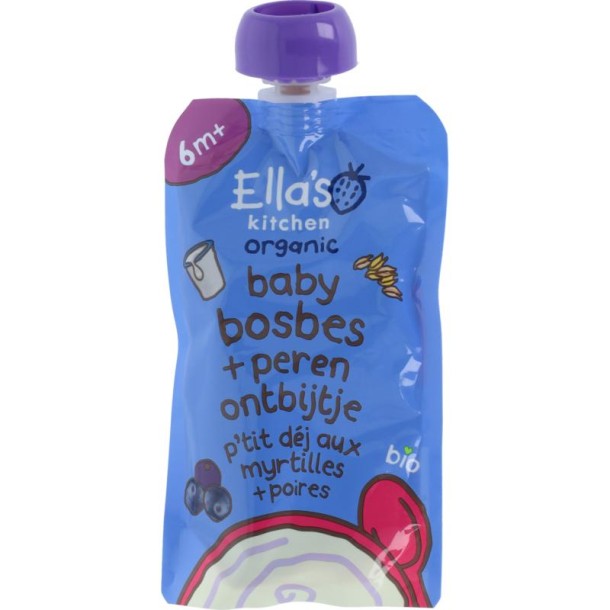 Ella's Kitchen Baby bosbes + peer ontbijt 6+ bio (100 gr)