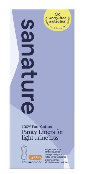 Sanature 100% Katoenen Incontinentie Inlegkruisjes Light Plus 20 Stuk