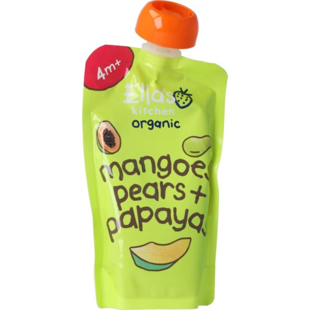 Ella's Kitchen Mangoes pears & papayas knijpzakje 4+ maanden bio (120 gr)