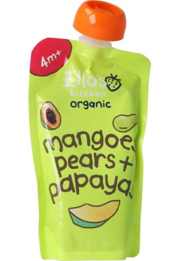 Ella's Kitchen Mangoes pears & papayas knijpzakje 4+ maanden bio (120 Gram)