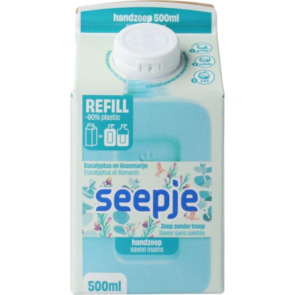 Seepje Handzeep eucalyptus rozemarijn refill (500 ml)