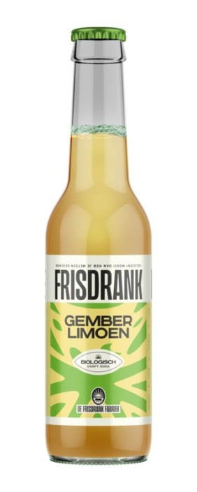 De Frisdrank Fabriek Koolzuurhoudende frisdrank gember limoen bio (275 ml)