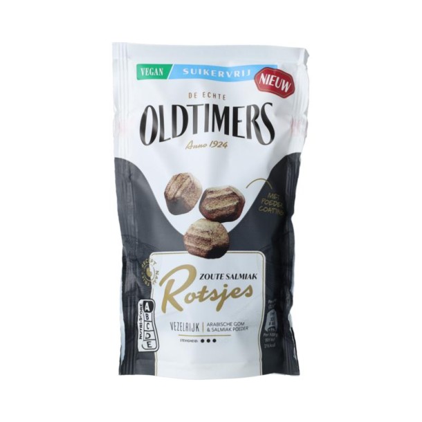 Oldtimers Zoute salmiak rotsjes suikervrij (100 Gram)