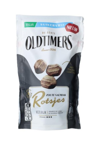 Oldtimers Zoute salmiak rotsjes suikervrij (100 Gram)
