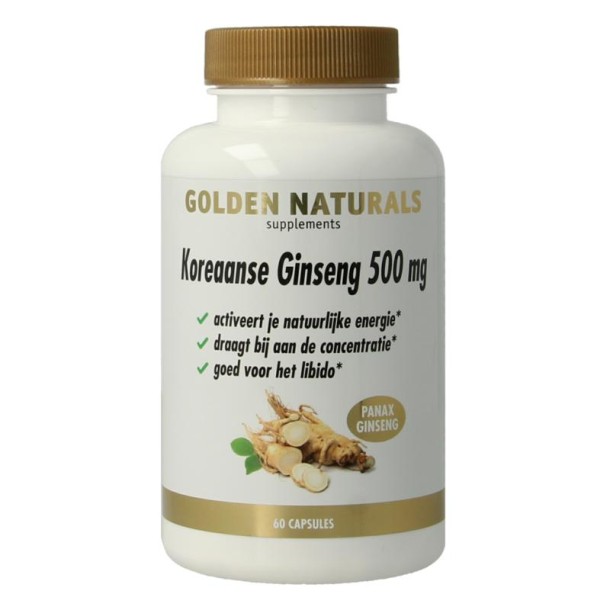 Golden Naturals Koreaanse ginseng 500mg (60 vc)