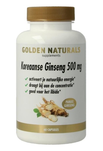 Golden Naturals Koreaanse ginseng 500mg (60 vc)
