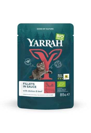 Yarrah Kat filets met rund en kip in saus bio (85 gr)