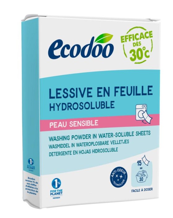 Ecodoo Wasstrips laundry sheets gevoelige huid eco (52 gr)
