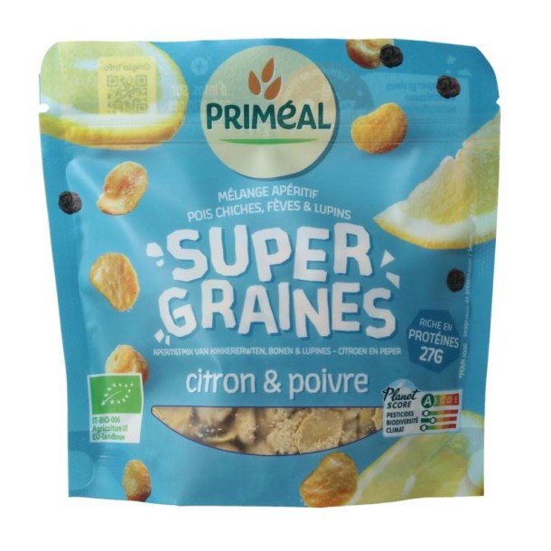 Primeal Kikkererwten, bonen, lupines mix citroen/peper bio (100 Gram)