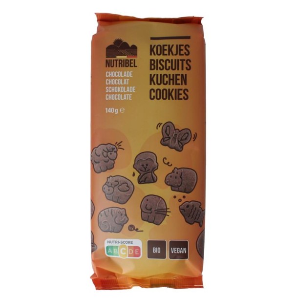 Nutribel Kinderkoekjes chocolade bio (140 Gram)