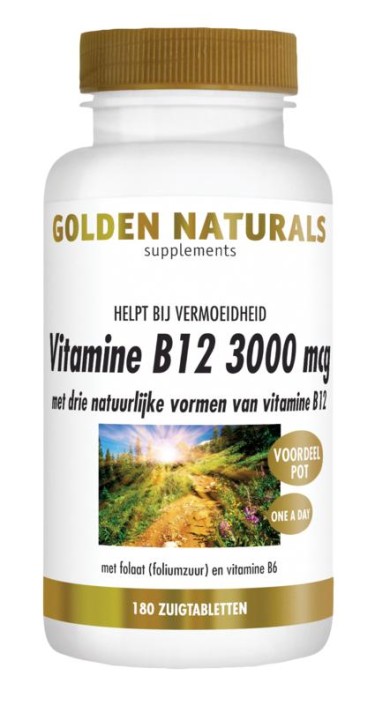 Golden Naturals Vitamine B12 3000mcg (180 Zuigtabletten)