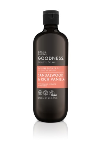 Baylis & Harding Goodness men showergel sandelwood & rich vanilla (500 ml)