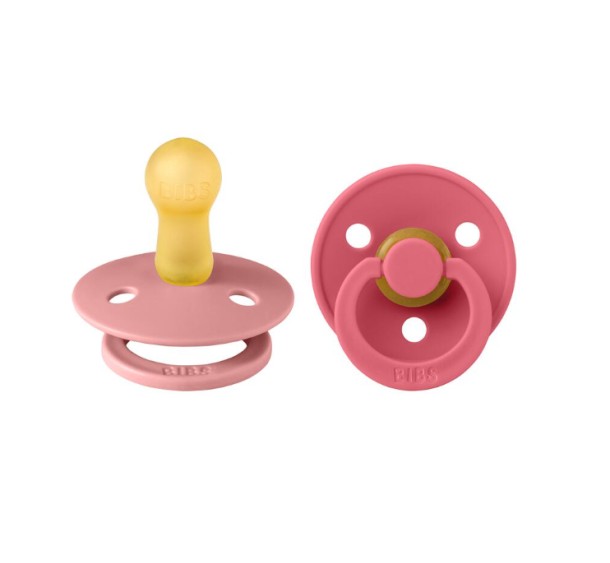 BIBS Colour Fopspeen Rond Latex Maat 2 Dusty Pink/Coral 2 stuks