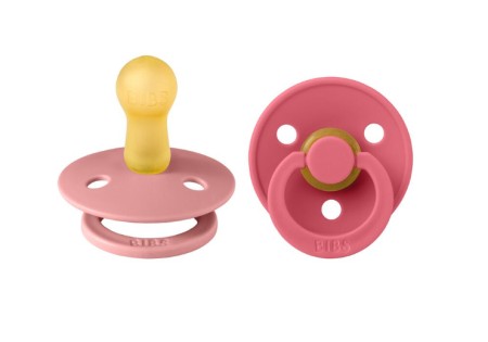 BIBS Colour Fopspeen Rond Latex Maat 2 Dusty Pink/Coral 2 stuks