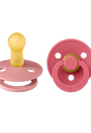 BIBS Colour Fopspeen Rond Latex Maat 2 Dusty Pink/Coral 2 stuks