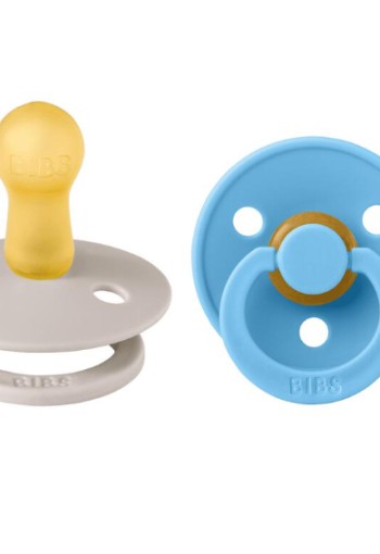BIBS Colour Fopspeen Rond Latex Maat 2 Mushroom/Breeze 2 stuks