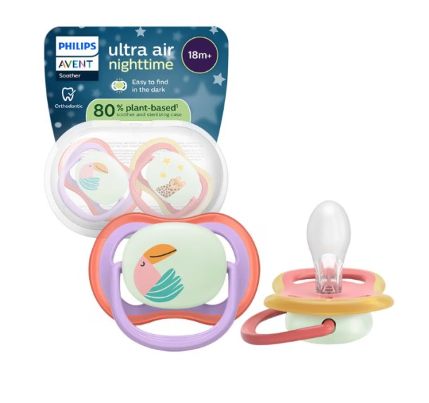 Philips Avent Fopspeen Ultra Air Night 18M+ SCF376/33 2 stuks