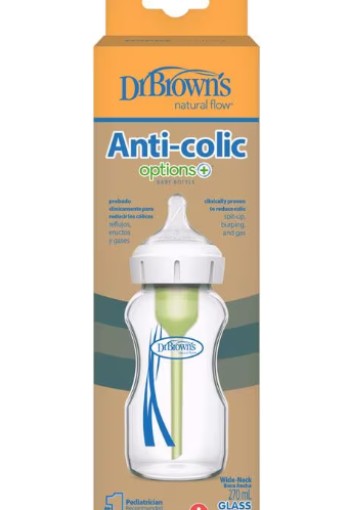 Dr. Brown’s Options+ Anti-Colic Brede Halsfles Glas 270 ML