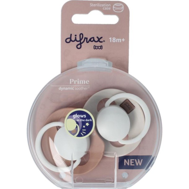Difrax Fopspeen glow dynamic 18+ mnd ivory/blush 2 st