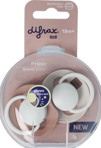 Difrax Fopspeen glow dynamic 18+ mnd ivory/blush 2 st