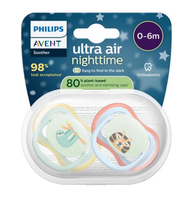 Philips Avent Fopspeen Ultra Air Night 0-6M Double Pack - SCF376/24