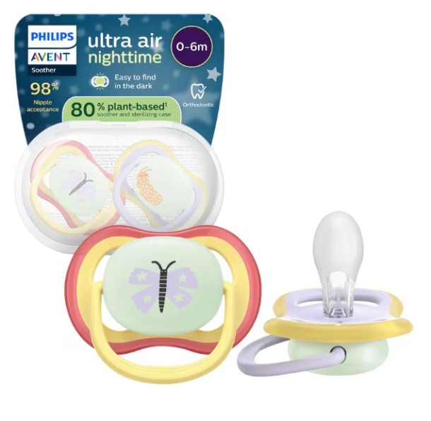 Philips Avent Fopspeen Ultra Air Night 0-6M Double Pack, mixed - SCF376/26