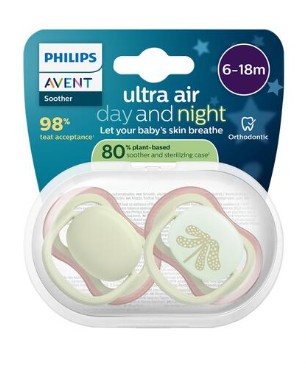 Philips Avent Ultra Air Day and Night – Fopspeenset – 2 stuks – 6-18 mnd - SCF087/18