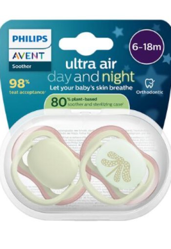 Philips Avent Ultra Air Day and Night – Fopspeenset – 2 stuks – 6-18 mnd - SCF087/18