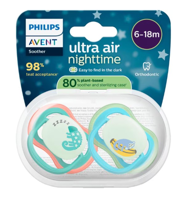 Philips Avent Fopspeen Ultra Air Night 6-18M Double Pack - SCF376/28