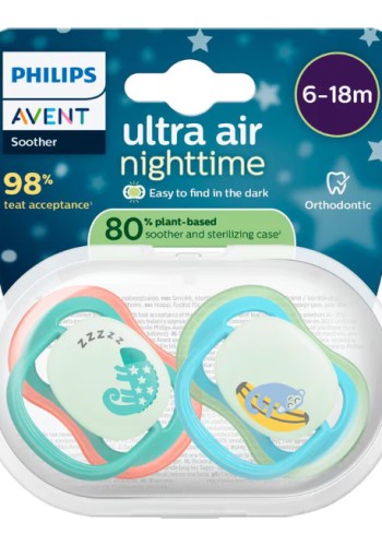 Philips Avent Fopspeen Ultra Air Night 6-18M Double Pack - SCF376/28