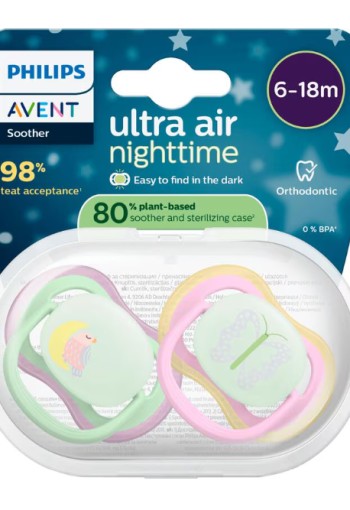 Philips Avent Fopspeen Ultra Air Night 6-18M Double Pack - SCF376/29