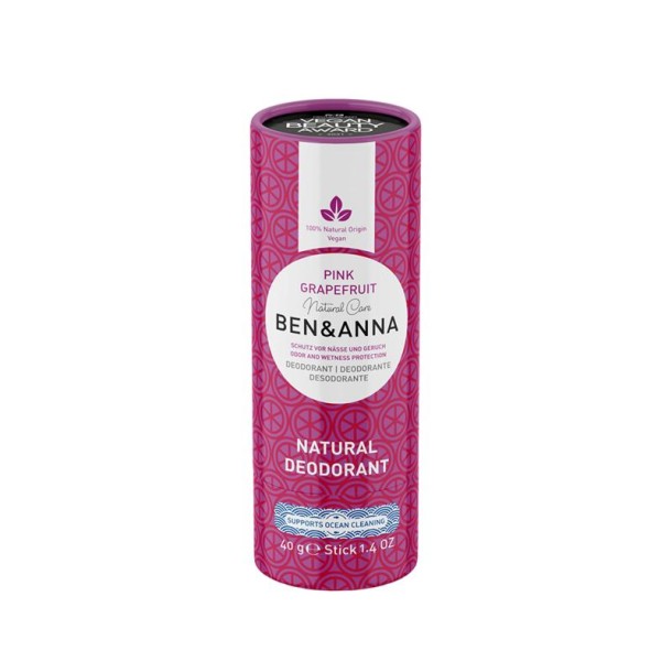 Ben & Anna Deodorant pink grapefruit papertube (40 Gram)