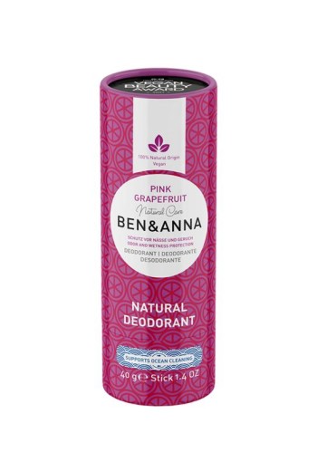 Ben & Anna Deodorant pink grapefruit papertube (40 Gram)