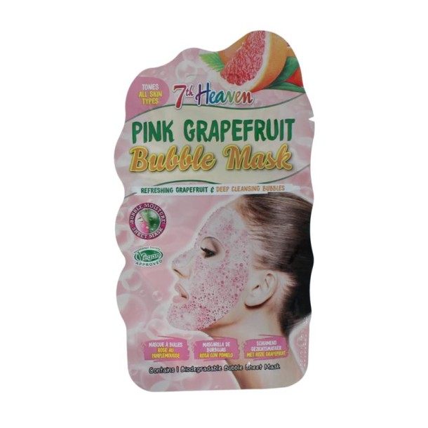 Montagne 7th Heaven face mask pink grapefruit bubble sheet (1 Stuks)