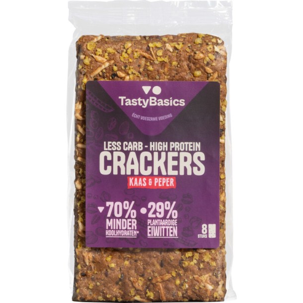 TastyBasics Low carb-high protein crackers kaas peper (200 Gram)