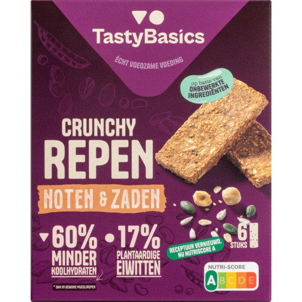 TastyBasics Crunchy Low carb repen noten & zaden (138 Gram)
