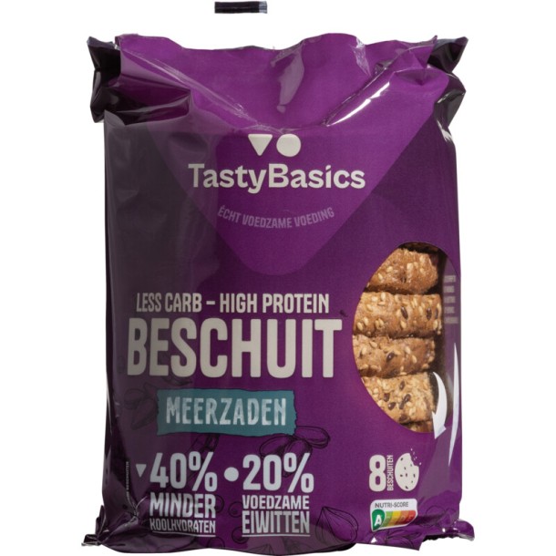 TastyBasics Low carb-high protein beschuit meergranen (184 Gram)