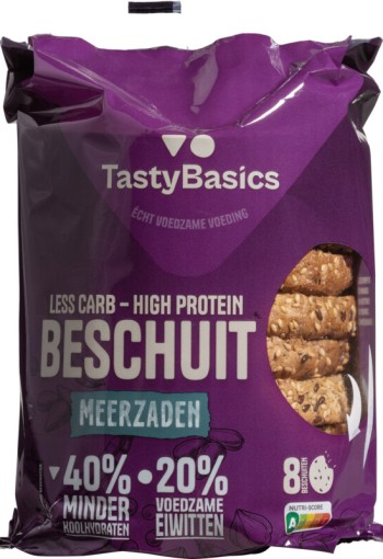 TastyBasics Low carb-high protein beschuit meergranen (184 Gram)