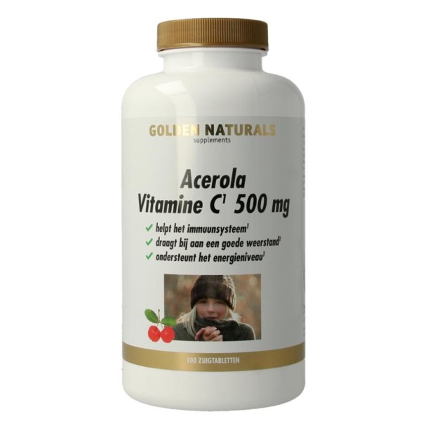 Golden Naturals Acerola vitamine C 500mg (100 Zuigtabletten)