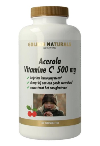 Golden Naturals Acerola vitamine C 500mg (100 Zuigtabletten)