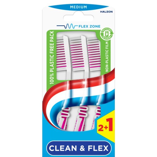 Aquafresh Tandenborstel clean & flex medium 3 Stuks