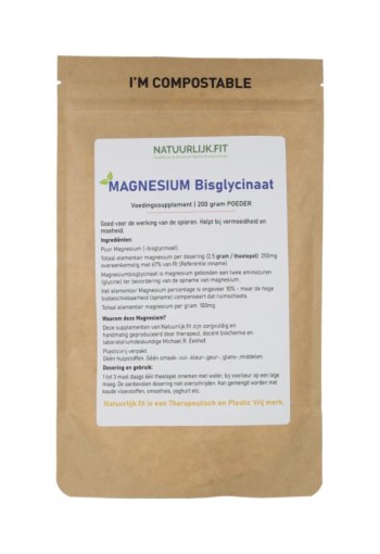 Natuurlijk.fit Magnesiumbisglycinaat poeder (200 Gram)