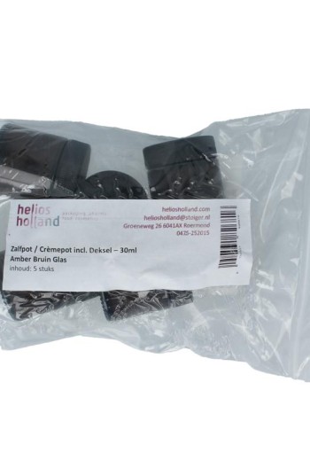 Helios Holland Zalfpot/cremepot incl deksel amber bruin glas 30ml (5 Stuks)