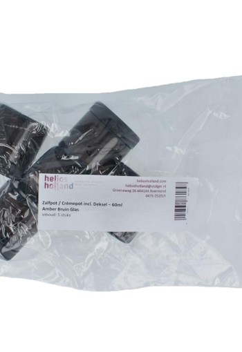 Helios Holland Zalfpot/cremepot incl deksel amber bruin glas 60ml (5 Stuks)
