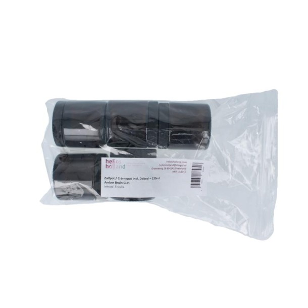 Helios Holland Zalfpot/cremepot incl deksel amb bruin glas 120ml (5 Stuks)